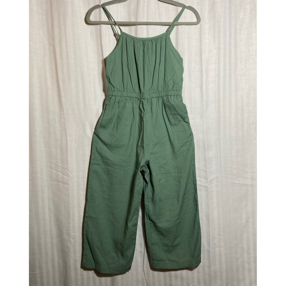 Uniqlo‎ Kids Sage Green Linen Blend Jumpsuit Sleeveless Wide Leg 130 XS / 5–6